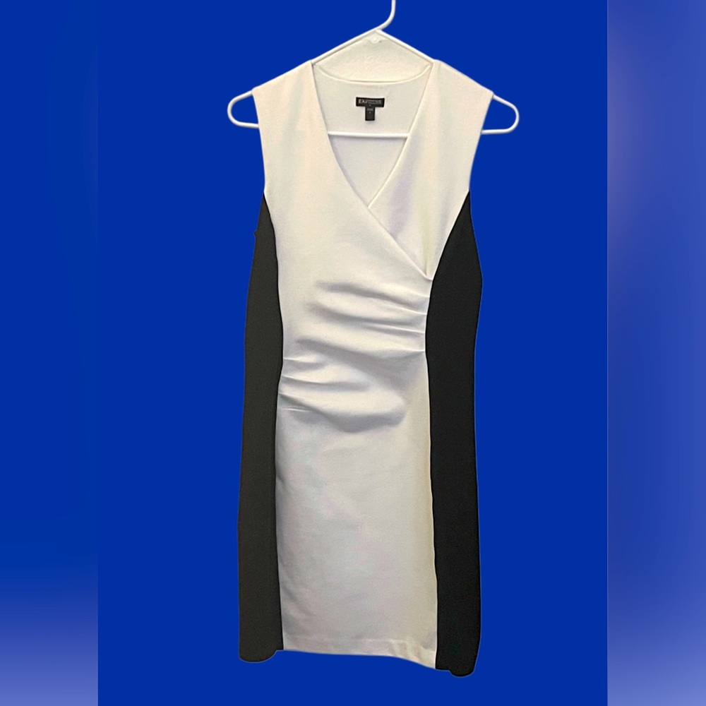 Elegant Express Color Block Bodycon Black and White Dress